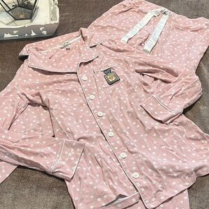 Soma Pink Polka Dot Pajama Set with Glitter Perfume Bottle on Pocket - Size XS